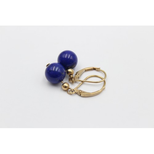 363 - 9ct gold lapis lazuli drop earrings (2.2g)     788871