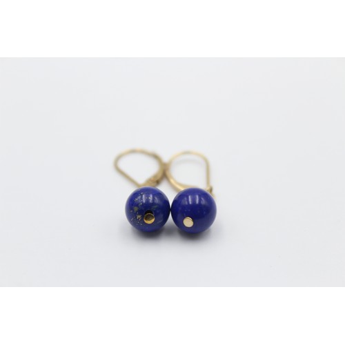 363 - 9ct gold lapis lazuli drop earrings (2.2g)     788871