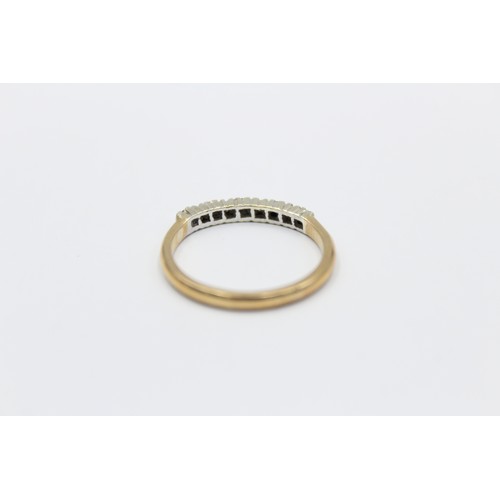 380 - 9ct gold diamond & sapphire half eternity ring (2.1g)     788819. Finger Size 'P'