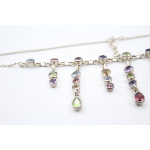 397 - 2 X .925 Gemstone Set Necklaces (41g)     568224