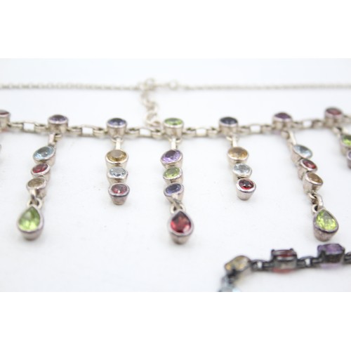 397 - 2 X .925 Gemstone Set Necklaces (41g)     568224