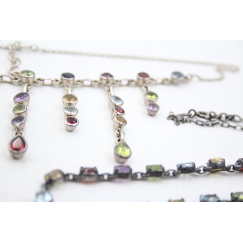 397 - 2 X .925 Gemstone Set Necklaces (41g)     568224