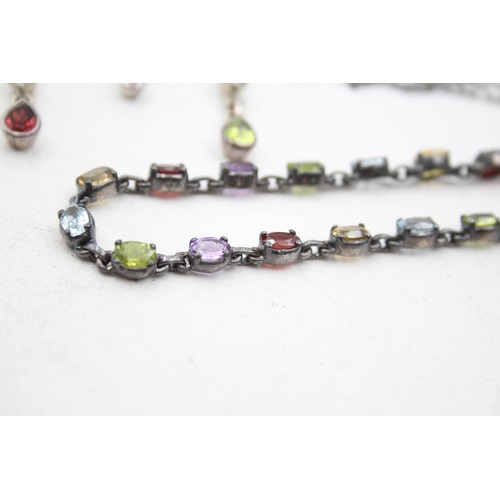 397 - 2 X .925 Gemstone Set Necklaces (41g)     568224