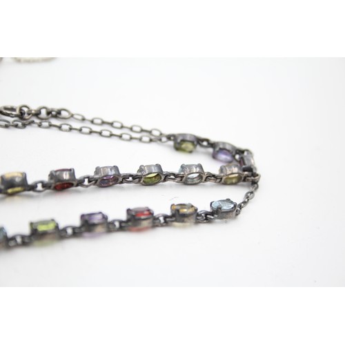 397 - 2 X .925 Gemstone Set Necklaces (41g)     568224