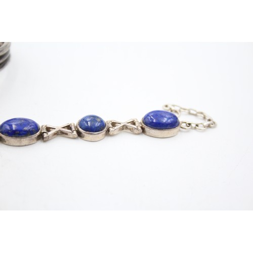 398 - 2 X .925 Gemstone Set Bracelets Including Lapis (62g)     510513