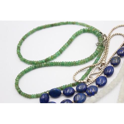 402 - 5 X .925 Gemstone Necklaces Including Moonstone And Lapis (91g)     567537