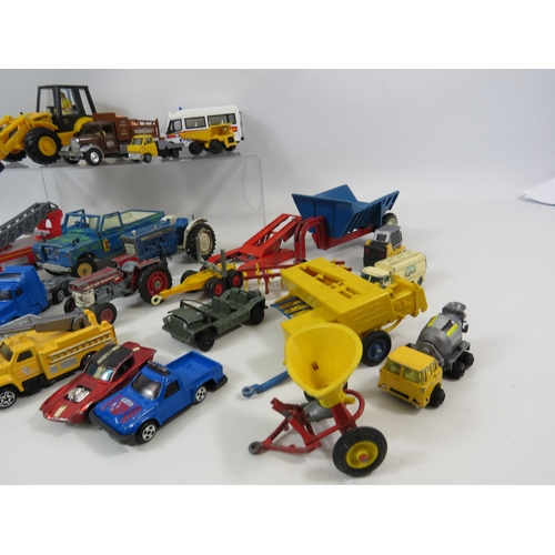 1091 - Selection of playworn diecast vehicles including Farm machinery.