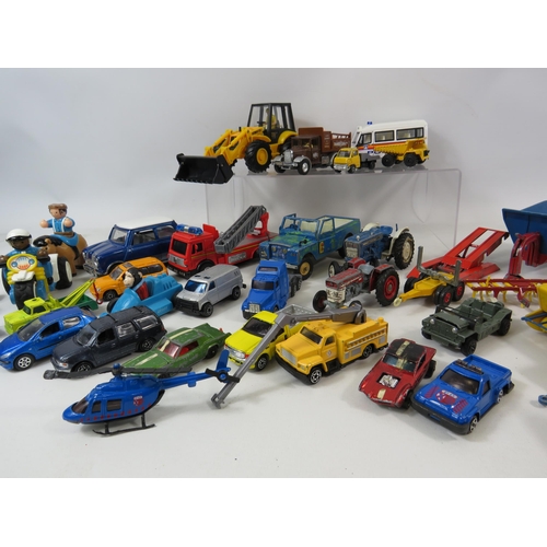 1091 - Selection of playworn diecast vehicles including Farm machinery.