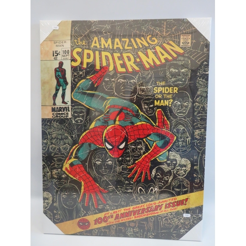 1099 - New in cellophane Spiderman Canvas picture. 31.5