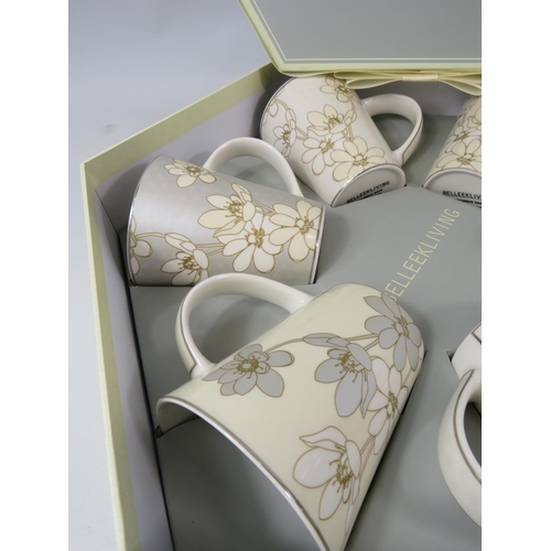 799 - Belleek Living boxed set of 6 mugs.