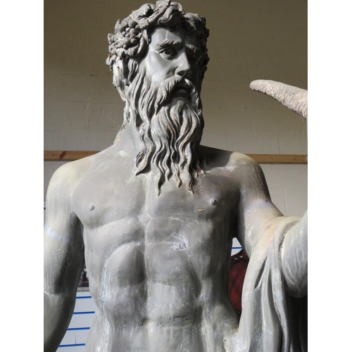 139 - Huge Bronze alloy Statue of Poseidon holding a spear. Raised on naturalistic base. More details to f... 