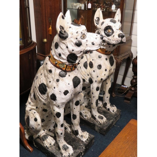 744 - Matched pair of Mid Victorian Italian Terracotta Life size Great Dane Hounds. Some excellent repairs... 