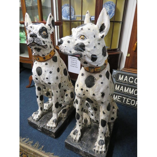 744 - Matched pair of Mid Victorian Italian Terracotta Life size Great Dane Hounds. Some excellent repairs... 