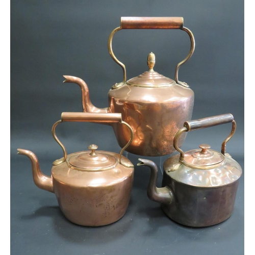 820 - Three Vintage Copper Kettles. See photos.