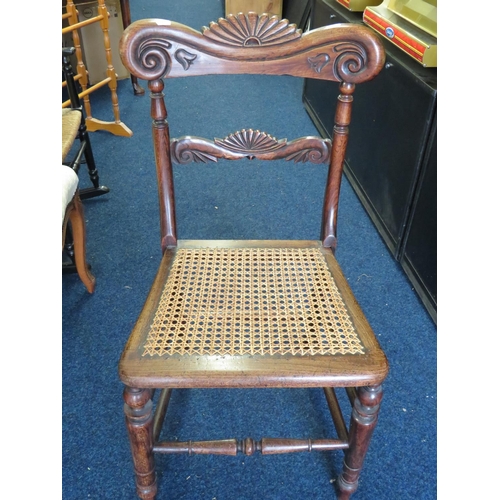 999 - Pretty carved dark oak Begere seated chair in good order. (Barn) See photos. S2