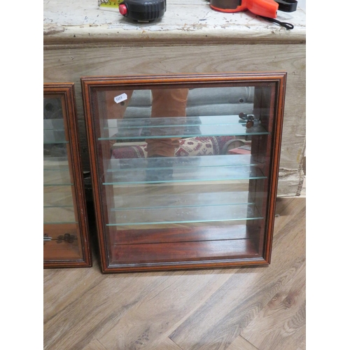 1019 - Two joiner made, Wall mounted Glass fronted display cabinets with hinged front, Magnetic catch and i... 