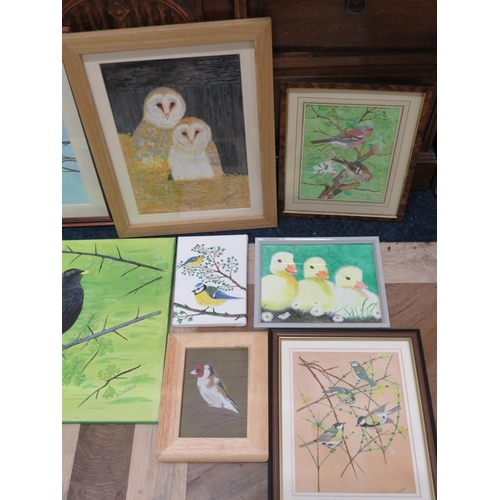 1026 - Nine pieces of original artwork by DM Hull. Some framed . See photos. S2