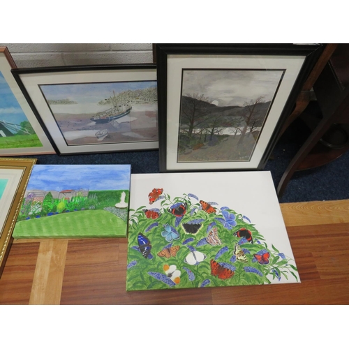 1027 - Six Pieces of Original Artwork by DM Hull, Some Framed. See photos. S2