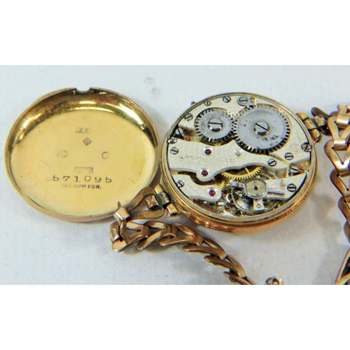 317A - Ladies wristwatch housed in 9ct Gold case with Rolled Gold strap. Non runner for spares or repairs. ... 