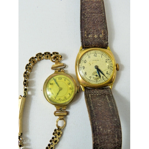 318A - Ladies and Gents Watches in Rolled Gold cases. Both non runners for spares or repairs. see photos.