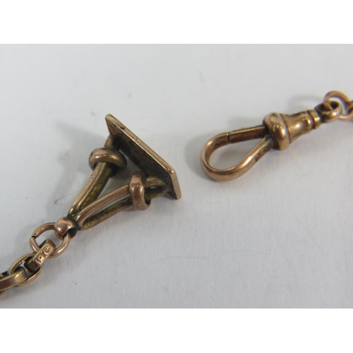 322A - 9ct Yellow Gold watch chain with fancy links and seal to end. 10 Inches long. Total weight 10.2g