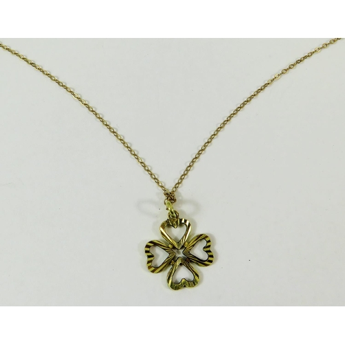 326A - Pretty 9ct Yellow Gold Four leaf Clover pendant set on a 16 Inch 9ct Yellow Gold chain. Total weight... 