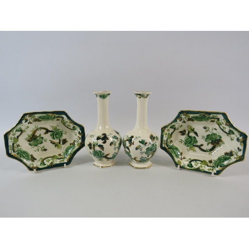 14 - 2 Masons green chartruese bud vases (6