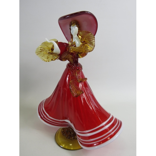 19 - Murano glass dancing lady figurine, approx 9