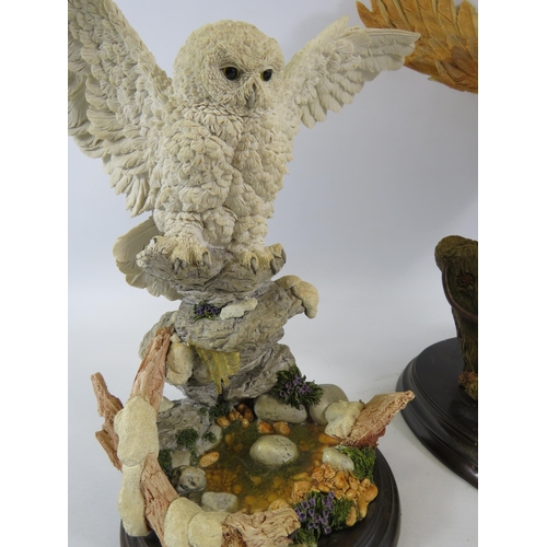 22 - 2 Brooks and Bentley owl figurines on wooden bases, the tallest is approx 14.5