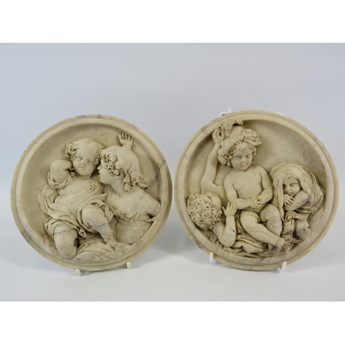 25 - E W Wyon marble plaques decorated with children. Approx 9