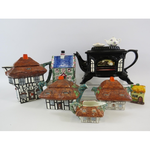 46 - Tony wood Novelty stove teapot plus a set of Johm maddock teapot set etc.