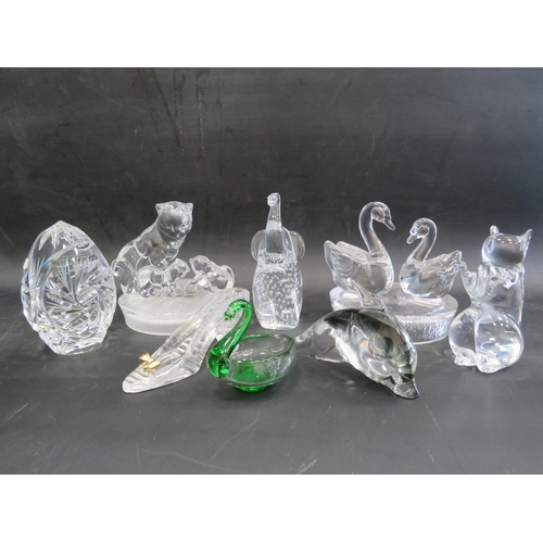 52 - Selection of clear glass paperweights mainly animals.