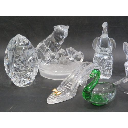 52 - Selection of clear glass paperweights mainly animals.