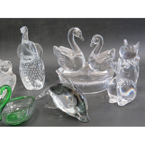 52 - Selection of clear glass paperweights mainly animals.