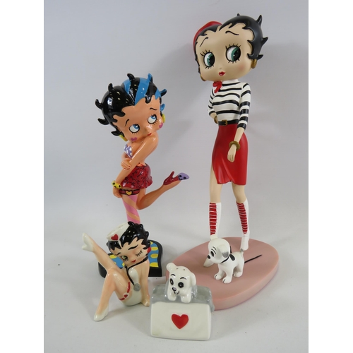 54 - 2 x Kings Feature syndicate Betty boop figurines plus a salt and pepper pot the tallest measures app... 