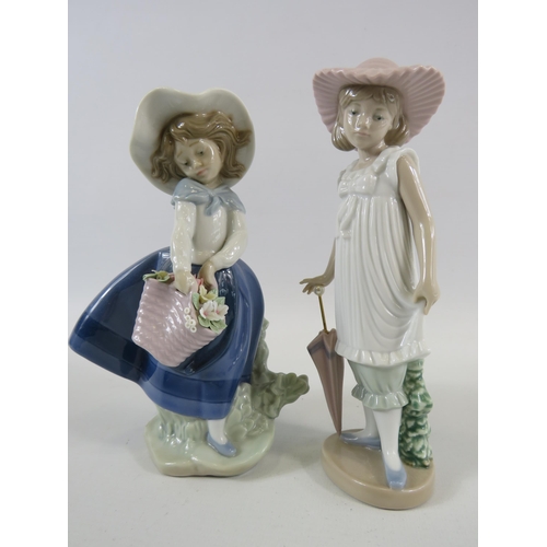 59 - 2 Lladro Nao figurines of girls in hats approx 7