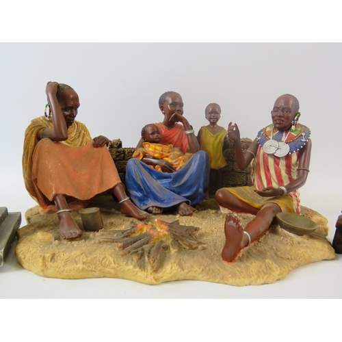434 - Maasai Camp fire tales figurine, Pharaoh bust etc.