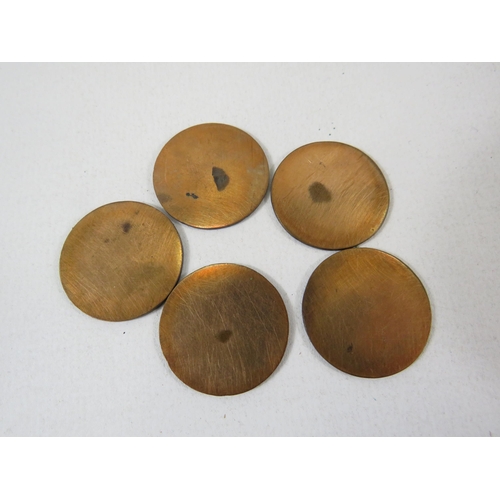 152 - 5 Mis struck copper pennies which are blank on one side.