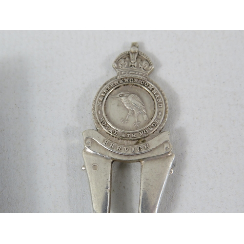 153 - Silver plated RAF related plaque and spoon.