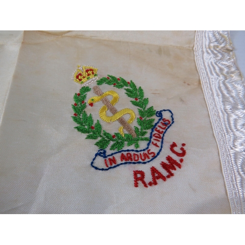 154 - Vintage silk hankerchief with Royal Army Medical Corps embroidery.