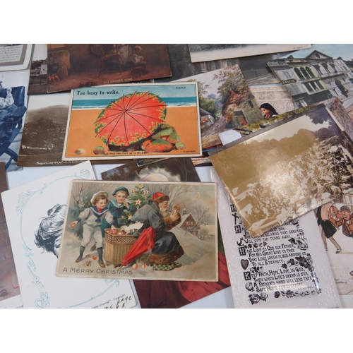 175 - Approx 100 various vintage postcards, Topographical, comical etc.