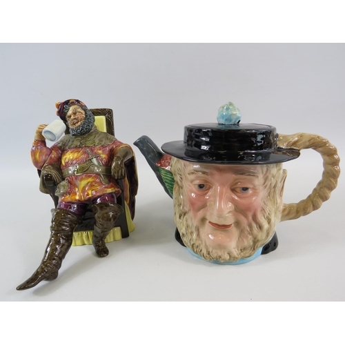 212 - Royal Doulton the Foaming Quart figurine HN2162 and a Beswick Peggarty teapot.