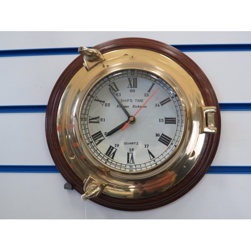 287 - Brass porthole Rickmer Rickmers Ship time clock.