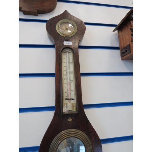 288 - Brannan oak cased barometer and thermometer 37