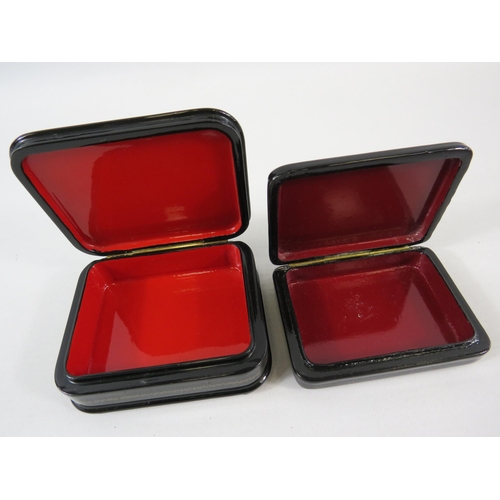 307 - 2 Russian Fedeskina Lacquered trinket boxes.