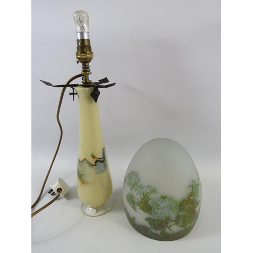 317 - Murano glass vase converted to a lamp and a cameo style frosted glass lamp shade.