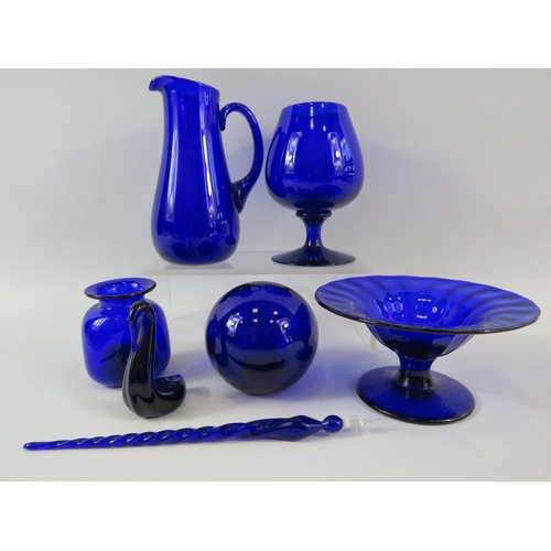 326 - 7 Pieces of Signed Bristol blue glass.