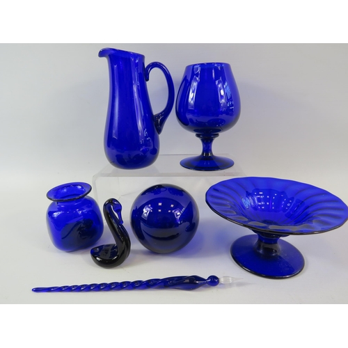 326 - 7 Pieces of Signed Bristol blue glass.