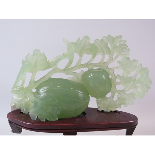 329 - 2 Vintage chinese jadeite carved sculptures. The largest measures 10