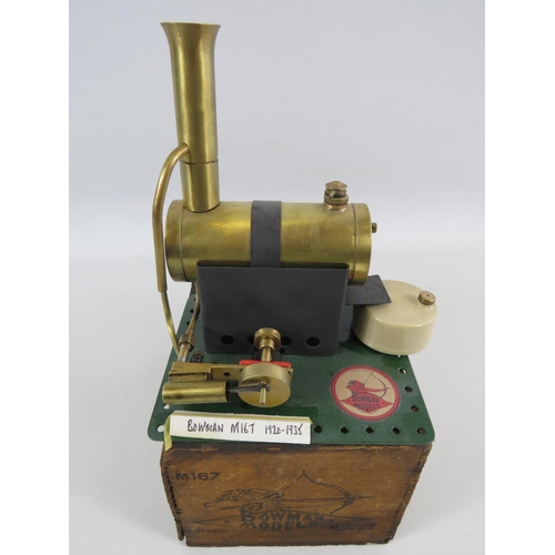 16 - 1929-35 Bowmans Stationary Steam engine model M16T with Original wooden box (no lid) Measures 5 inch... 